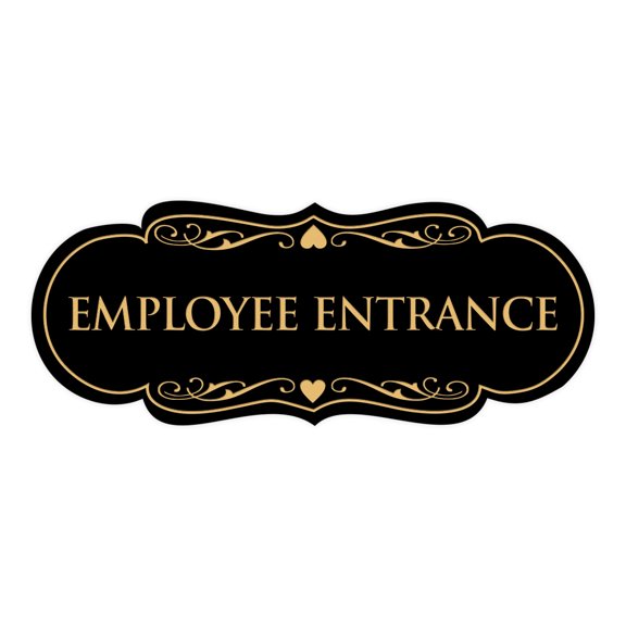 Designer Employee Entrance Sign(Black Gold) - Medium