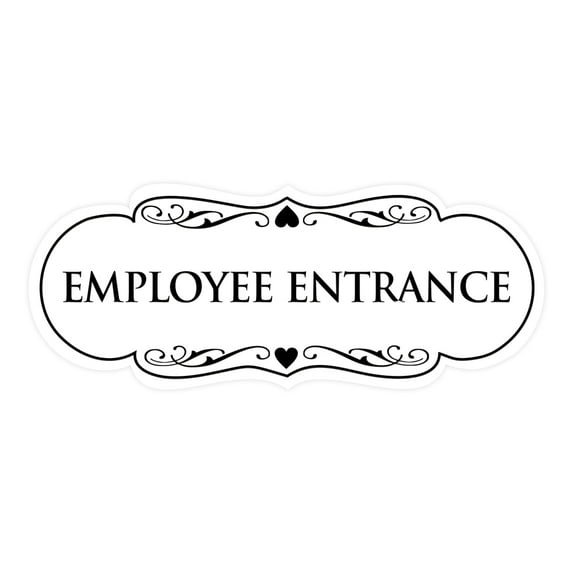Designer Employee Entrance Sign(White) - Large