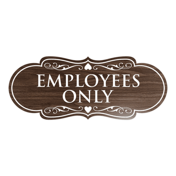 Designer Employees Only Sign(Walnut) - Large