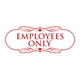 thumbnail image 1 of Designer Employees Only Sign(White/Red) - Large, 1 of 6