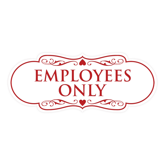 Designer Employees Only Sign(White/Red) - Medium