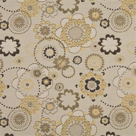 Designer Fabrics 54 in. Wide Gold- Gray And Tan Floral Woven Solution Dyed Indoor & Outdoor Upholstery Fabric