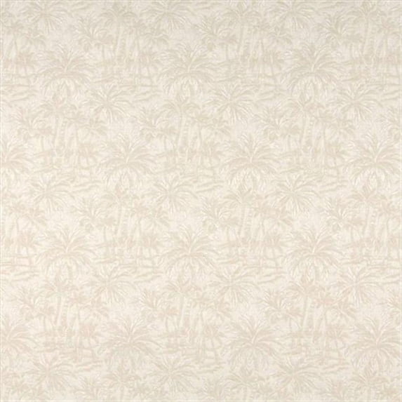 Designer Fabrics A070 54 in. Wide Beige And Off White Tropical Overlapping Palm Trees Upholstery Fabric