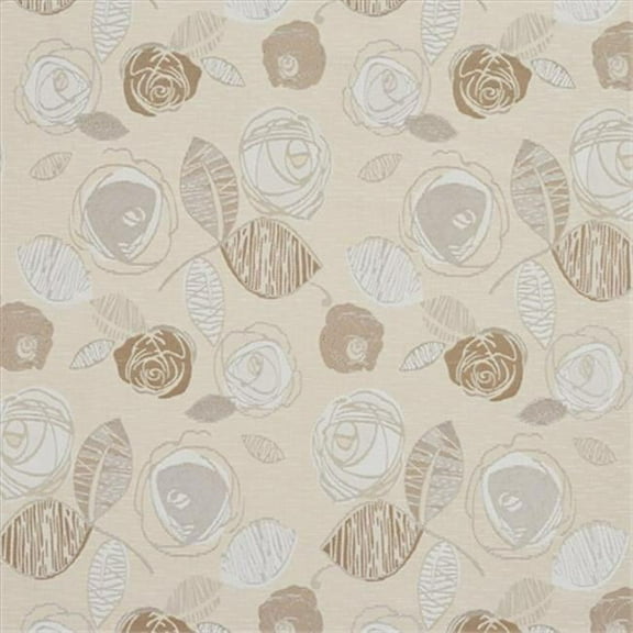 Designer Fabrics A377 54 in. Wide Beige Leaves And Roses Tweed Textured Metallic Upholstery Fabric