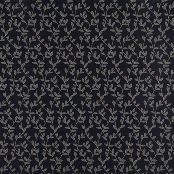 Designer Fabrics D324 54 in. Wide - Navy And Beige Vine Leaves Jacquard Woven Upholstery Fabric