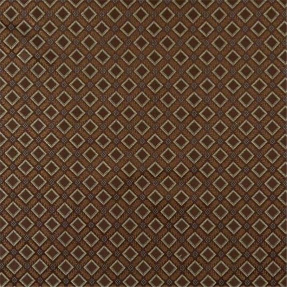 Designer Fabrics E638 54 in. Wide Diamond Brown- Green And Gold Damask Upholstery And Window Treatment Fabric