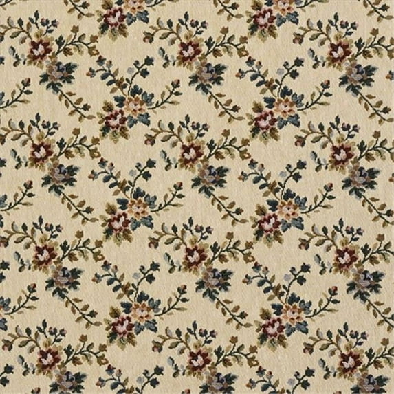Designer Fabrics F674 54 inch Wide Beige, Red And Green, Floral Vine Tapestry Upholstery Fabric