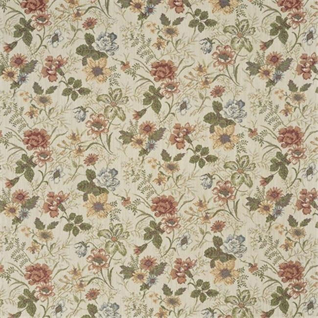 Designer Fabrics  54 in. Wide Red- Green And Yellow- Floral Tapestry Upholstery Fabric