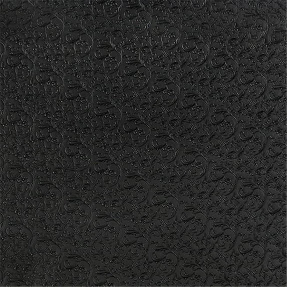 Designer Fabrics G344 54 in. Wide Black- Metallic Raised Floral Vines Upholstery Faux Leather