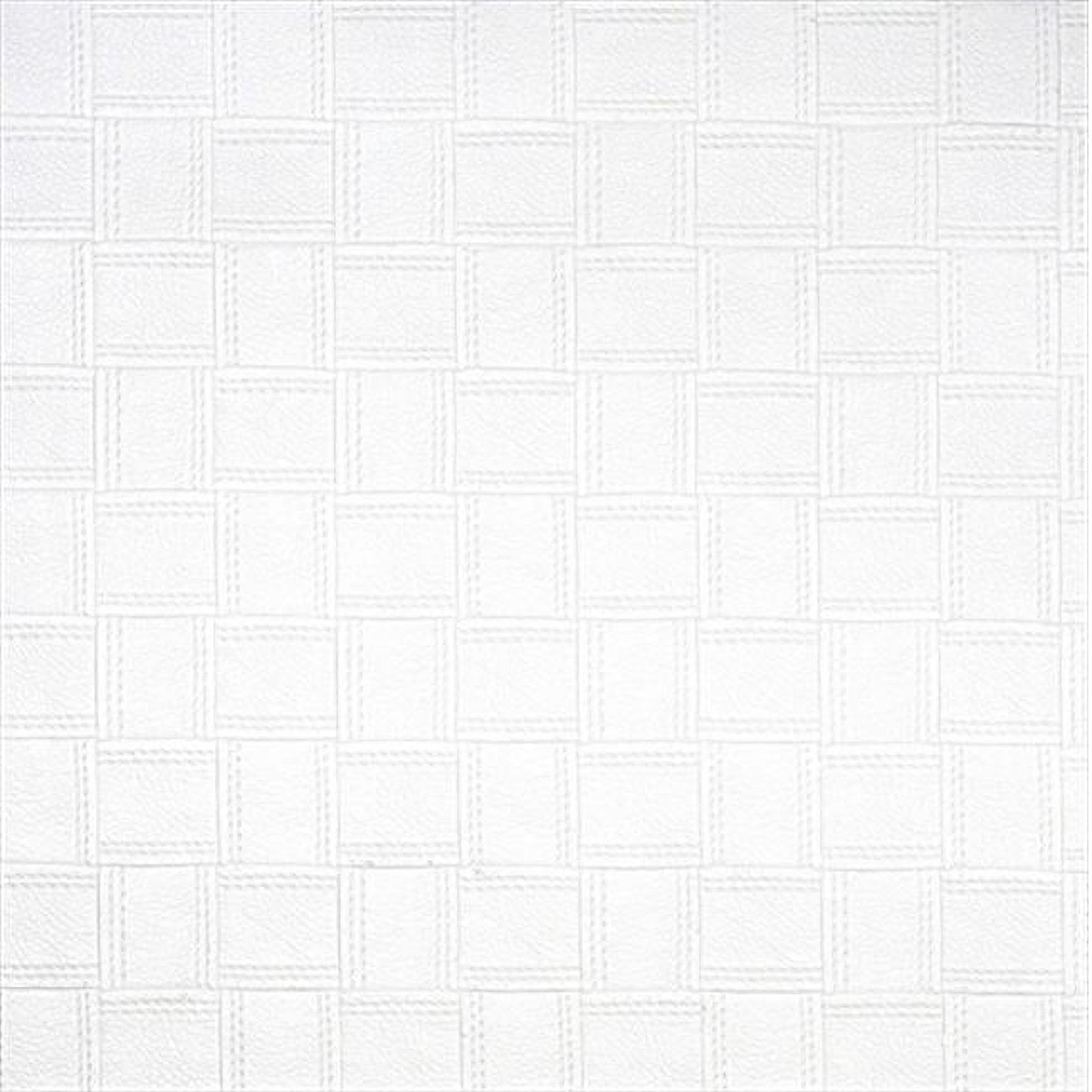 Designer Fabrics G692 54 in. Wide White- Basket Woven Upholstery Faux Leather