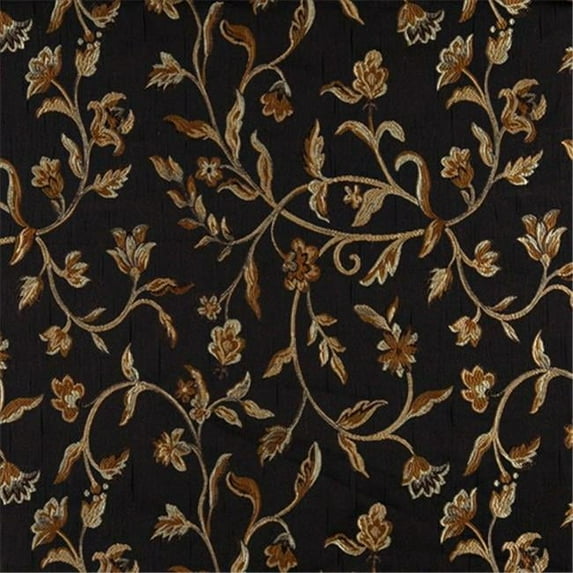 Designer Fabrics K0011C 54 in. Wide Midnight- Gold And Ivory Embroidered- Floral Brocade- Upholstery And Window Treatments Fabric
