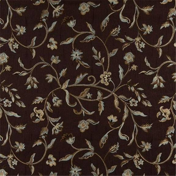 Designer Fabrics 54 in. Wide Brown- Light Blue- Gold And Ivory Embroidered- Floral Brocade- Upholstery And Window Treatments Fabric