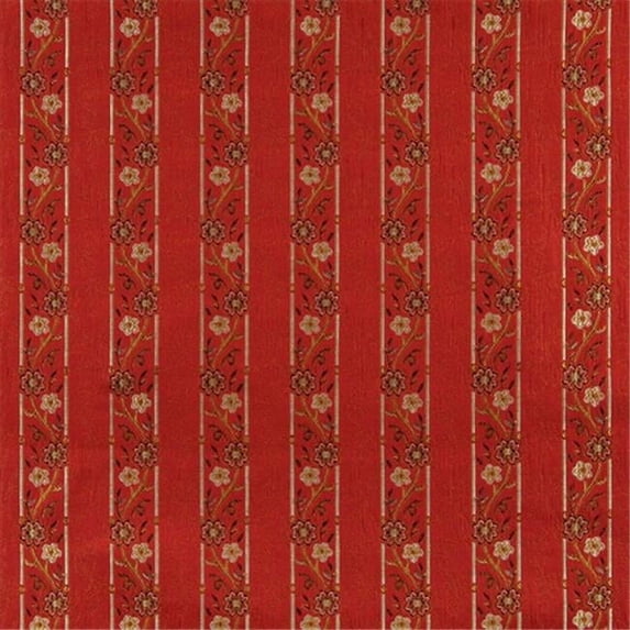 Designer Fabrics K0013G 54 in. Wide Red- Brown- Gold And Ivory Embroidered- Striped- Floral Brocade- Upholstery And Window Treatments Fabric
