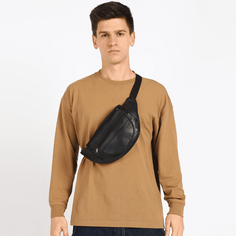 Leatherboss Designer Waist Bag Genuine Leather with Nylon