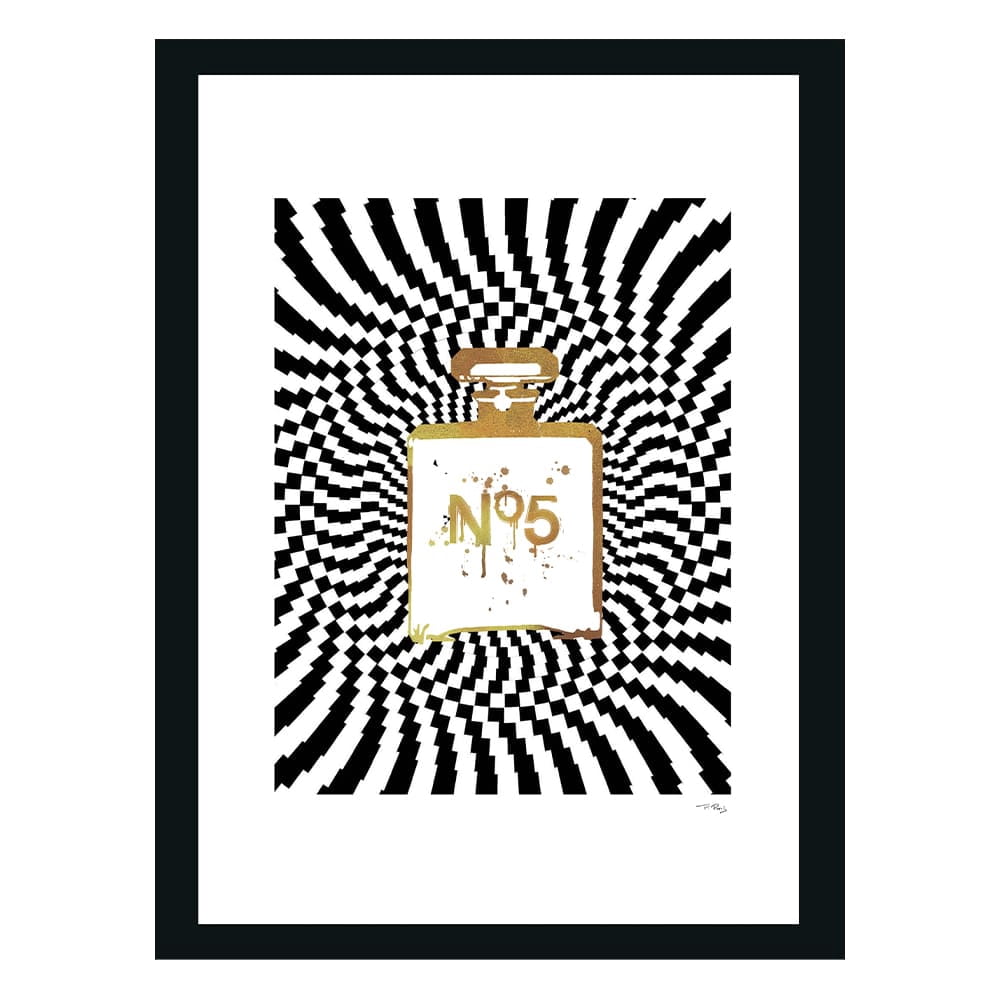 Designer Fashion Perfume Bottle Paint Splatter Framed Print