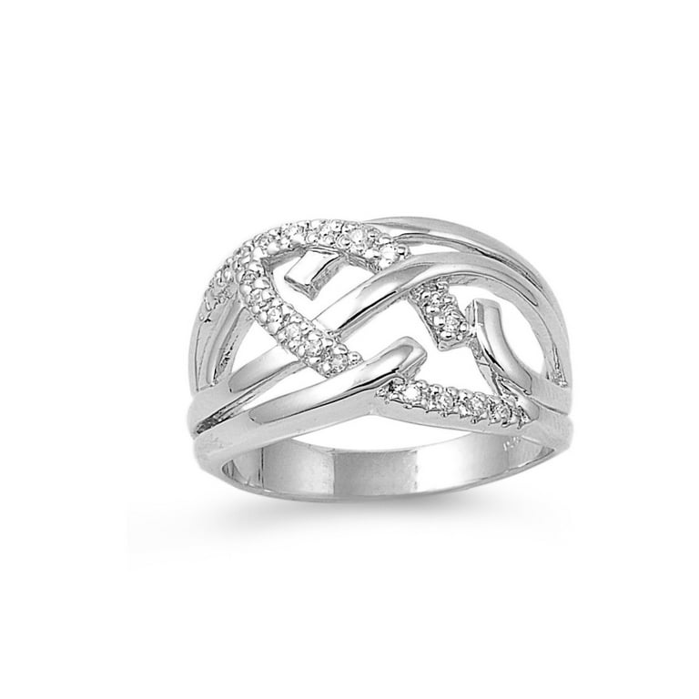 Designer Filigree Cubic Zirconia Ring Sterling Silver 925