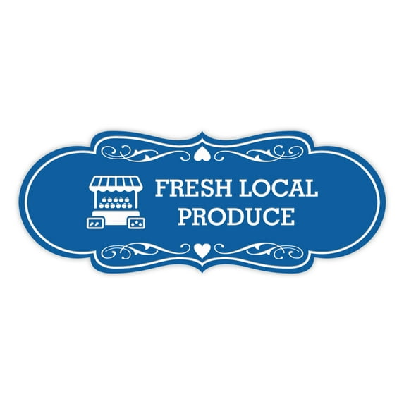 Designer Fresh Local Produce Sign (Blue) - Small