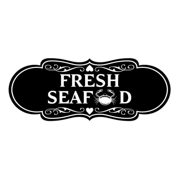 Designer Fresh Seafood Sign (Black) - Small