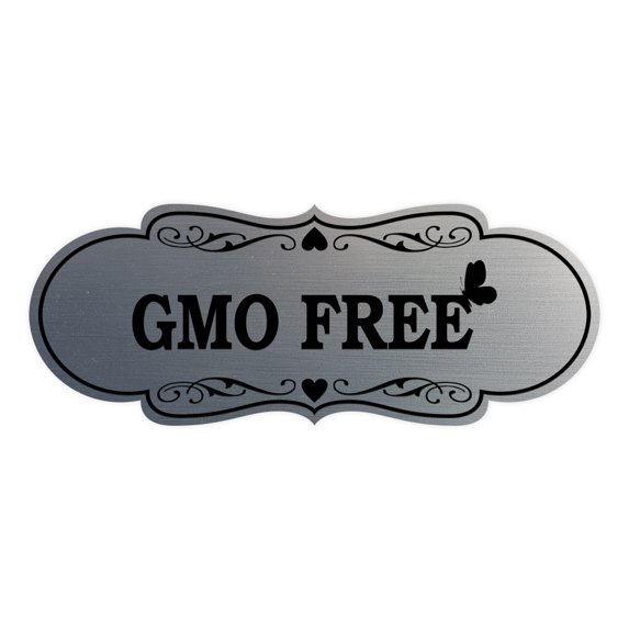 Designer GMO Free Sign (Brushed Silver) - Small