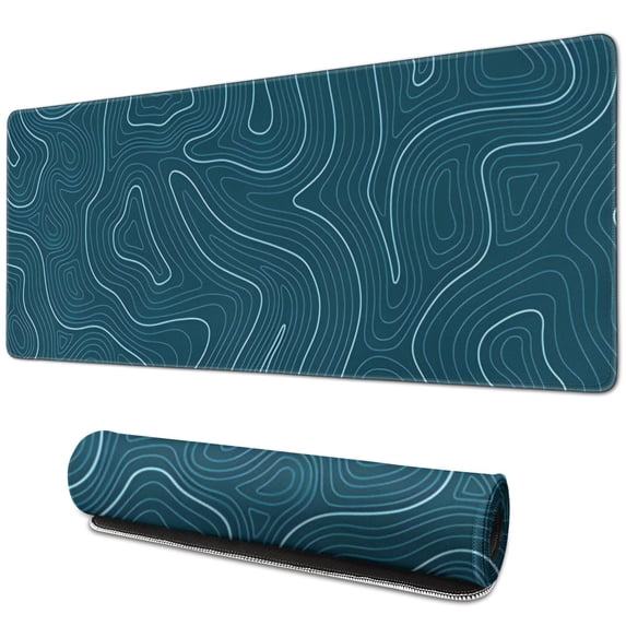 Designer Gaming Mouse Pad - Japanese Blue & White Wave, Large Size, Non-Slip Base