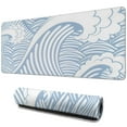 thumbnail image 1 of Designer Gaming Mouse Pad - Japanese Blue & White Wave, Large Size, Non-Slip Base, 1 of 7