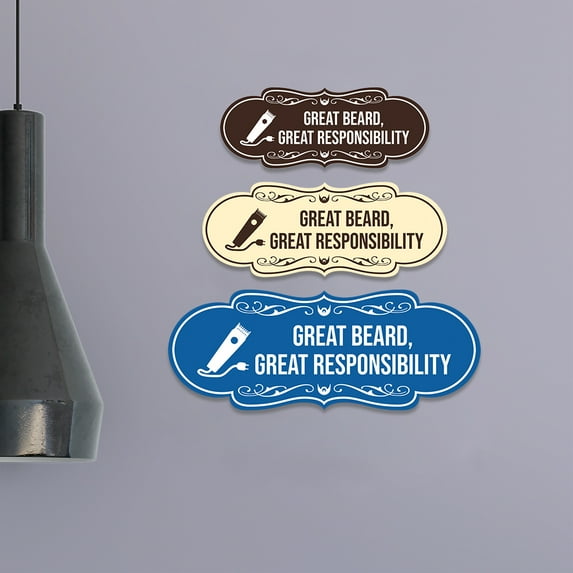 Designer Great Beard, Great Responsibility Sign (Navy Blue / White) - Large