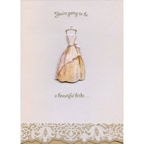 Designer Greetings 3D Die Cut Tip On Gown on Hanger Hand Decorated Designer Boutique Keepsake Bridal Shower Congratulations Card