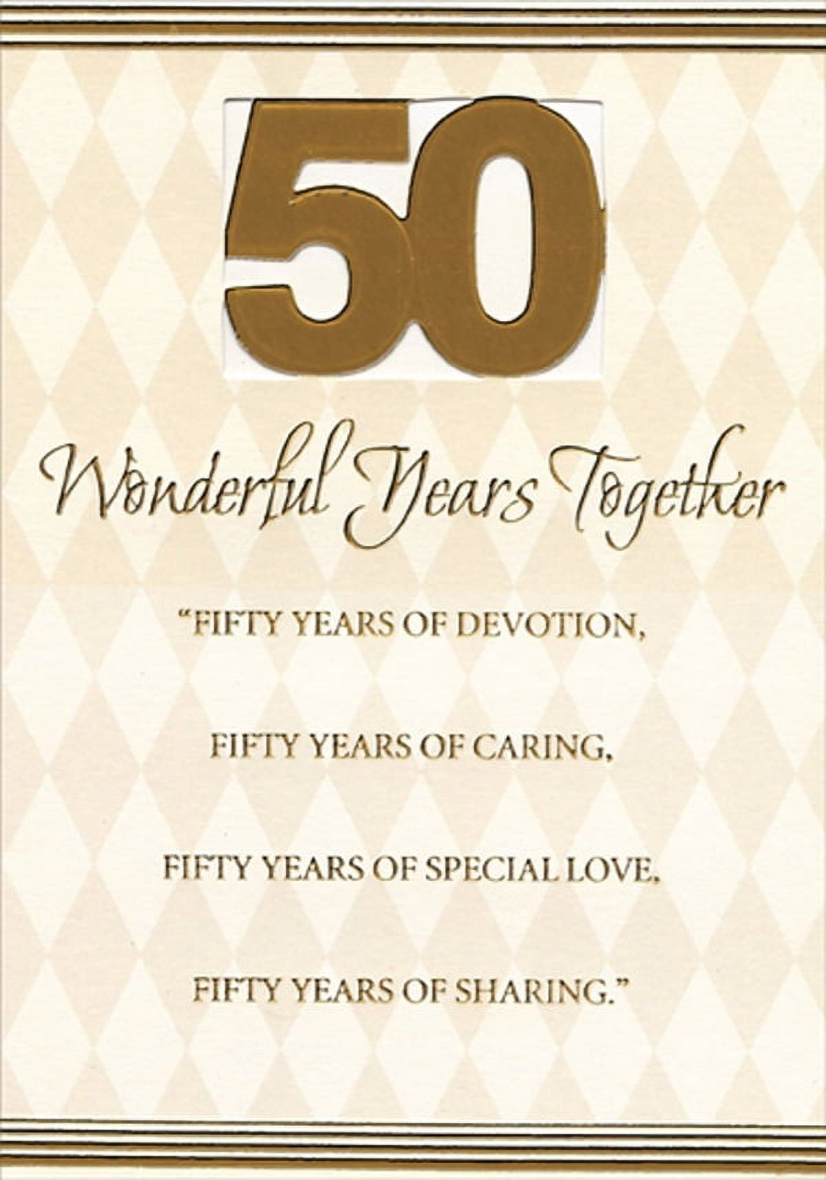 Designer Greetings 50th Wedding Anniversary Congratulations Card, Gold  (Heavy Cardstock), image size:1200x1714
