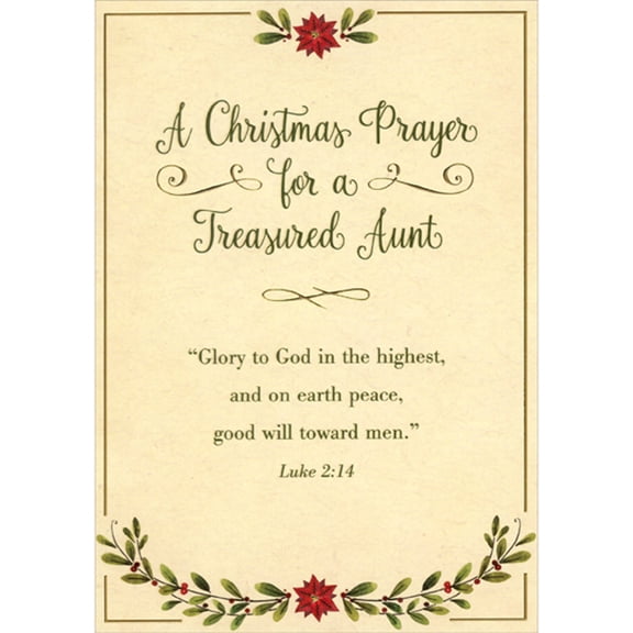 Designer Greetings A Christmas Prayer for a Treasured Aunt Religious Christmas Card