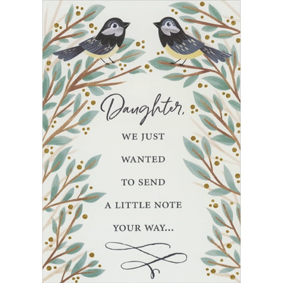 Designer Greetings A Little Note: Mirror Image of Small Birds on Leafy Branches Mother's Day Card for Daughter from Both of Us