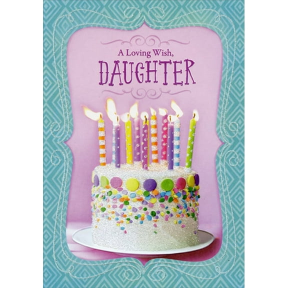 Designer Greetings A Loving Wish: Cake with Circular Candy Decorations Birthday Card for Daughter