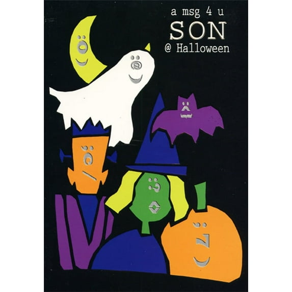 Designer Greetings A Msg 4 U Son : Moon, Ghost, Bat, Monster, Witch Juvenile Halloween Card for Son