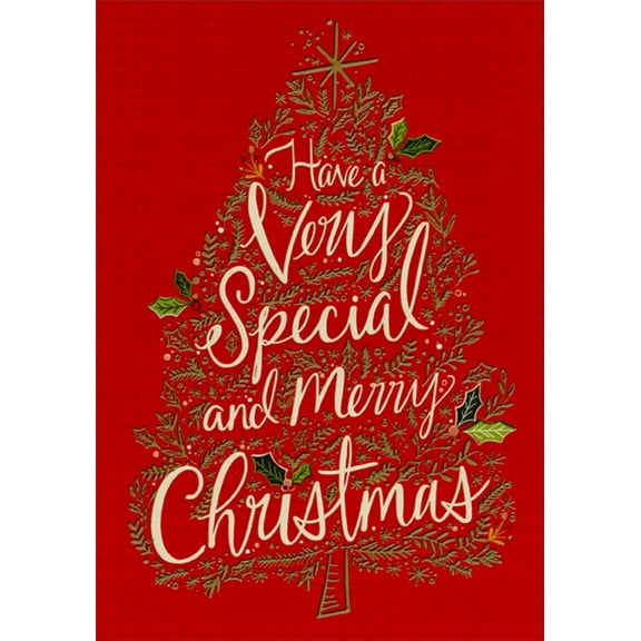Designer Greetings A Very Special Christmas Tree on Red Box of 18 Christmas Cards