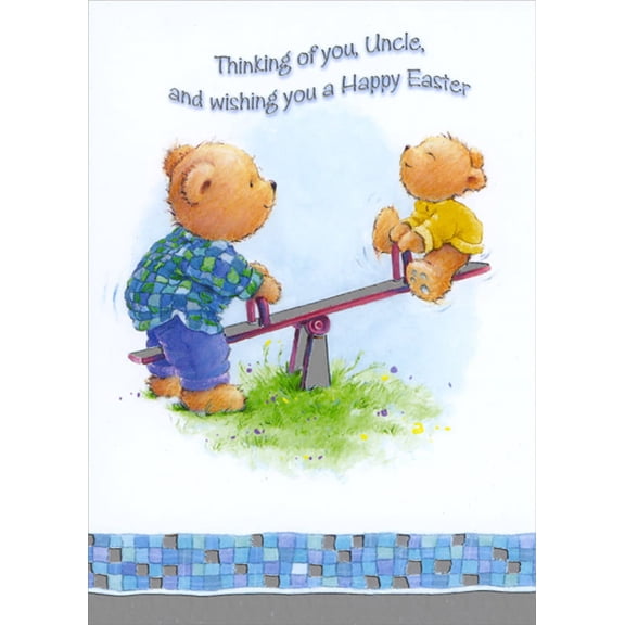 Designer Greetings Adult Bear and Child Bear on Seesaw Juvenile Uncle Easter Card from Child : Kid