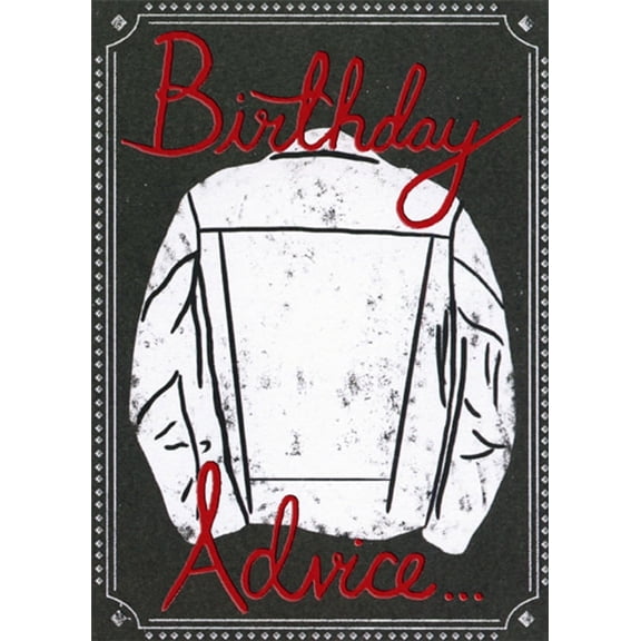 Designer Greetings Advice : White Jacket on Black Background Funny / Humorous Risque Birthday Card