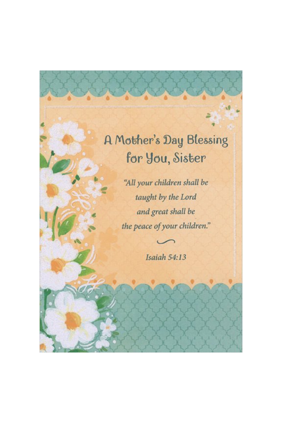 All Your Children Shall Be Taught By the Lord Scripture Verse: Sparkling White Flowers Religious Mother's Day Card for Sister