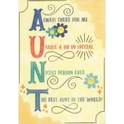 Designer Greetings Always There For Me Smiley Faced Blue and Yellow Flowers Juvenile Mothers Day Card for Aunt from Young Child