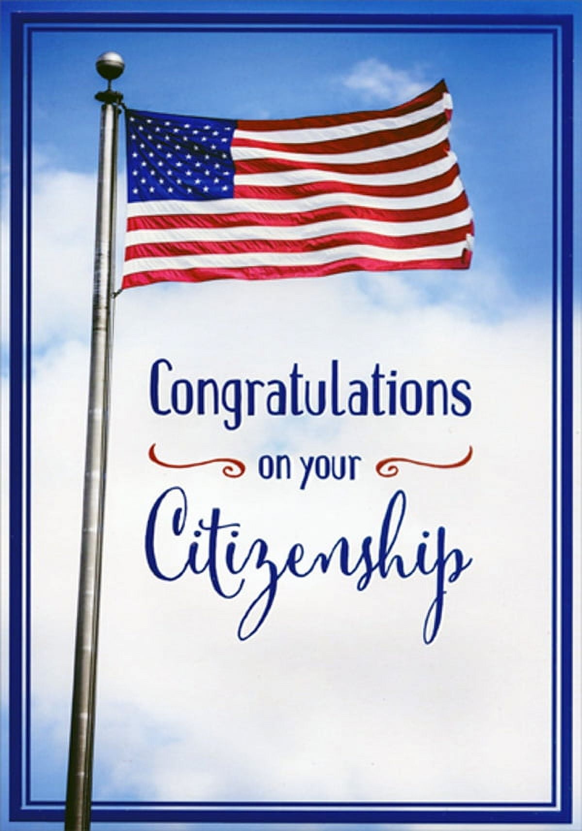 Designer Greetings American Flag US Citizenship Congratulations Card