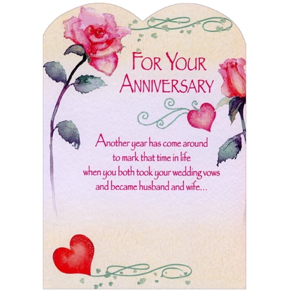 Designer Greetings Another Year Has Come Pink Flowers Die Cut Z-Fold Wedding Anniversary Congratulations Card
