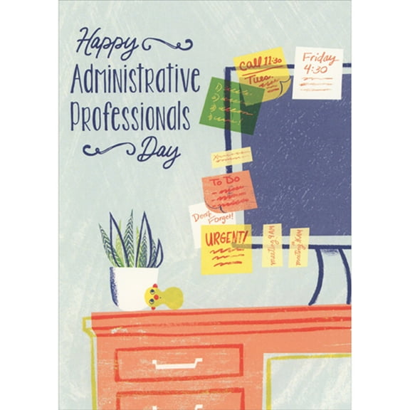 Designer Greetings Assorted Sticky Note Reminders on Monitor Administrative Professional's Day Card