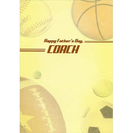 Designer Greetings Baseball, Basketball, Soccer Ball and Football Father's Day Card for Coach