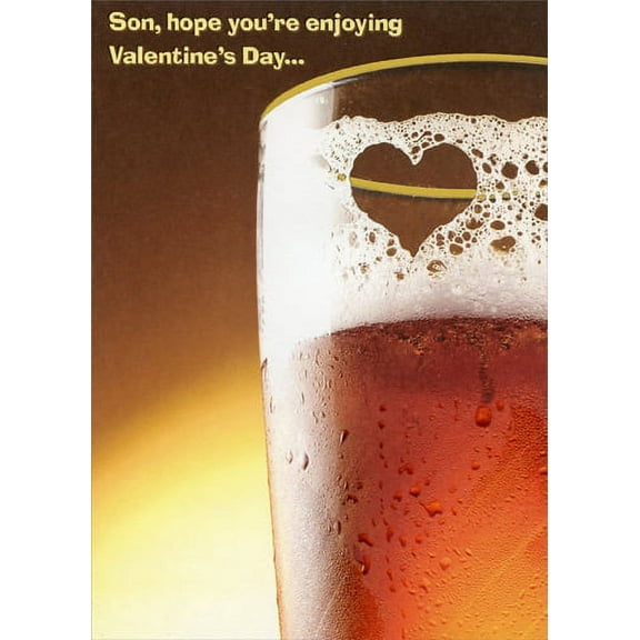 Designer Greetings Beer Glass with Heart Suds: Son Funny Valentine's Day Card