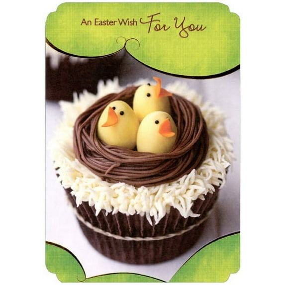 Designer Greetings Birds in Nest Cupcake Easter Card
