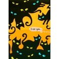 thumbnail image 1 of Designer Greetings Black Cats with Neon Blue and Green Eyes Halloween Card, 1 of 2
