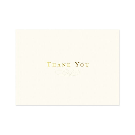 Designer Greetings Blank Thank-You Note Cards, Golden Print (10 Blank Any Occasion Cards 10 Foil-Lined Envelopes)