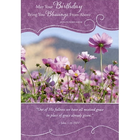 Designer Greetings Blessing from Above: Purple Flower Patch Religious Birthday Card