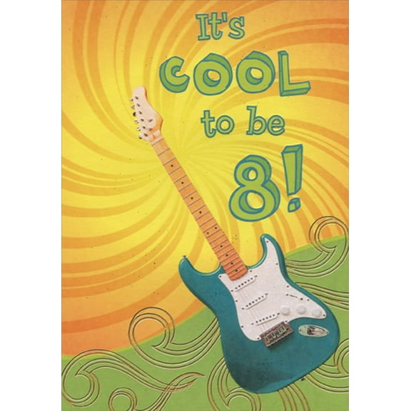 Designer Greetings Blue Electric Guitar Age 8 / 8th Birthday Card for Boy