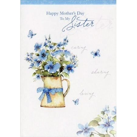 Designer Greetings Blue Flowers in Pitcher: Sister Mother's Day Card