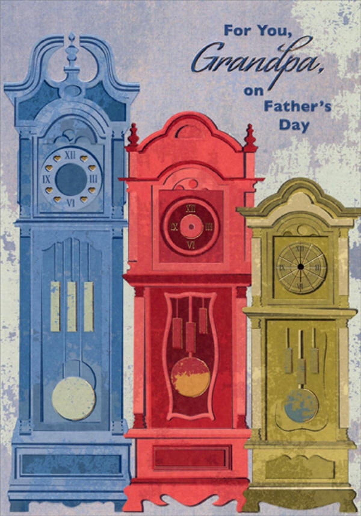 Designer Greetings Blue, Red and Olive Grandfather Clocks Father's Day