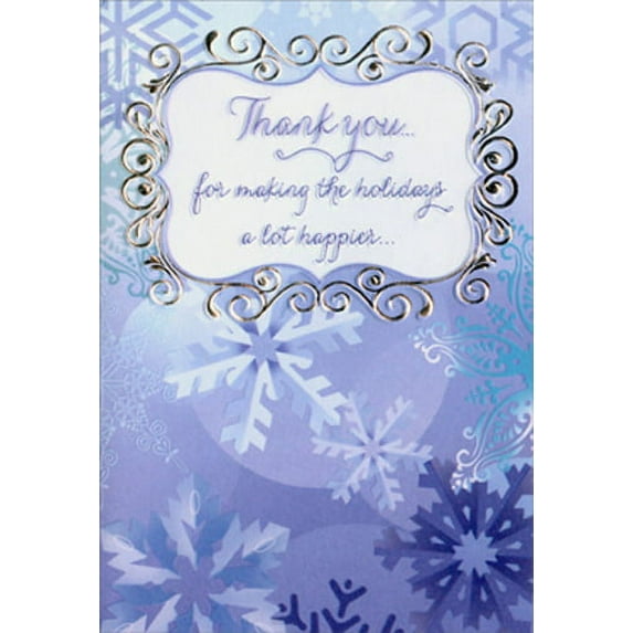 Designer Greetings Blue Snowflakes Christmas Thank You Note Cards (8 Pack)